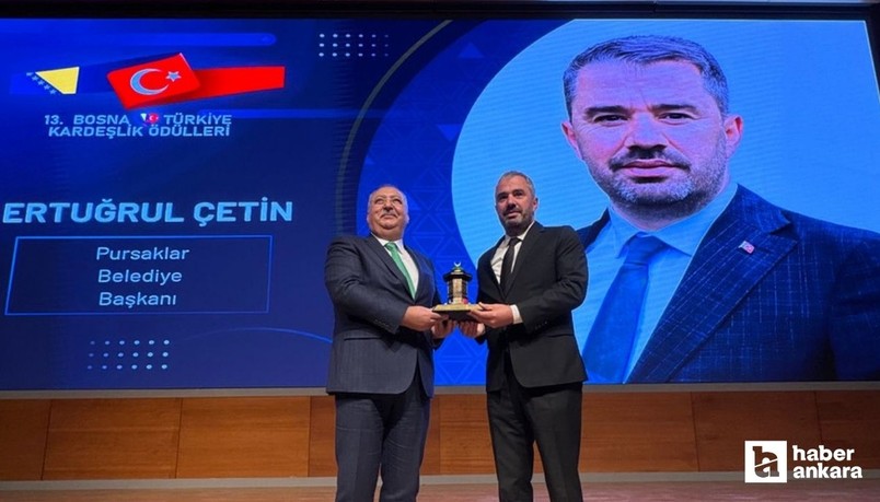 Pursaklar Belediye Başkanı Çetin'e kardeşlik ödülü verildi