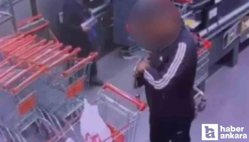 Akyurt'ta marketteki kasiyerin cep telefonunu çalan hırsız yakalandı