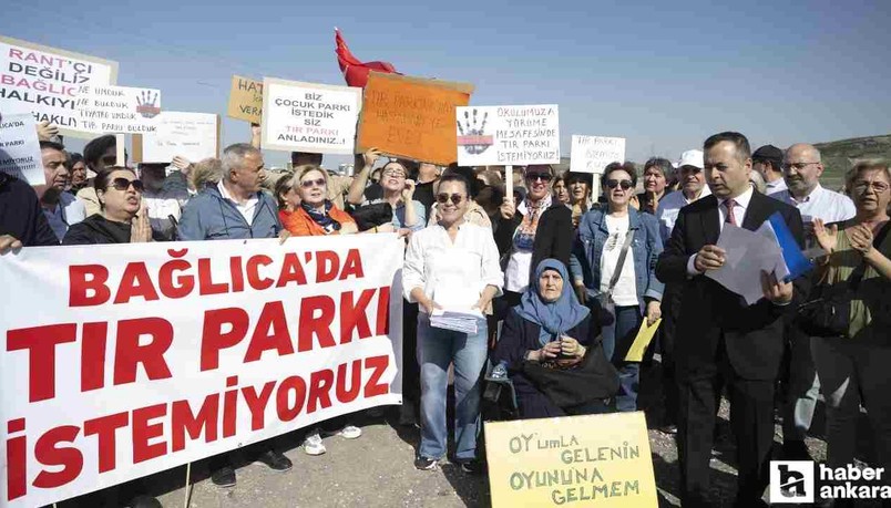 Vatandaşlar Etimesgut'ta kurulan tır parkını protesto etti