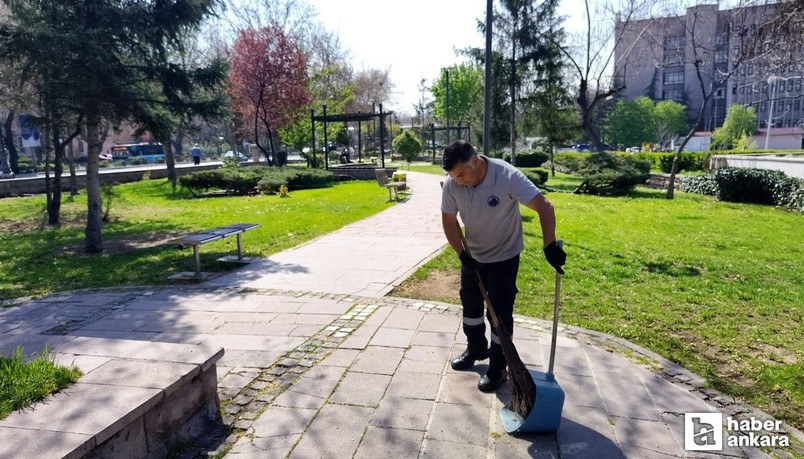 Altındağ Belediyesi parklarda bahar temizliği çalışması yürütüyor