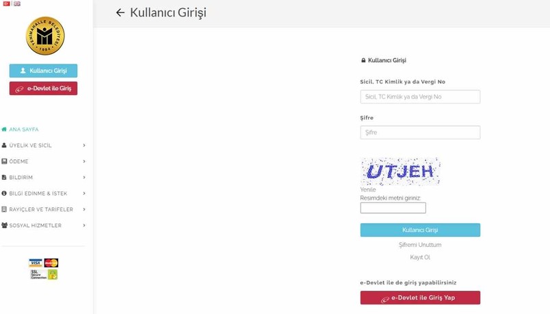 Yenimahalle Belediyesi emlak vergisi sorgulama ve ödeme ekranı