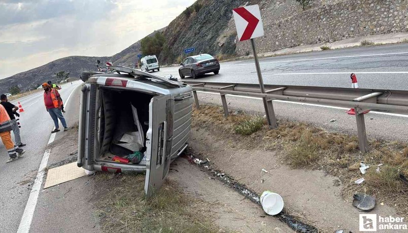 Ankara - Kırıkkale kara yolunda hafif ticari araç sulama kanalına devrildi: 1 ölü, 1 yaralı