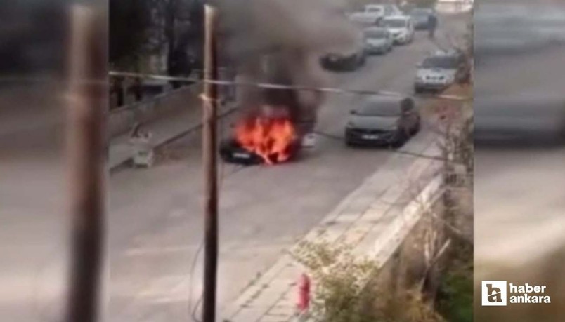 Beypazarı'nda seyir halindeki araçta çıkan yangını itfaiye söndürdü