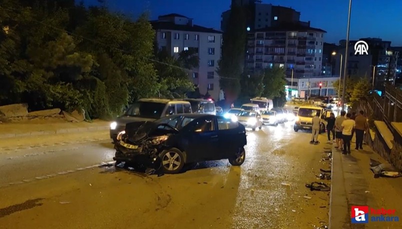 Ankara Yenimahalle'de 10 aracın karıştığı zincirleme trafik kazasında 3 kişi yaralandı